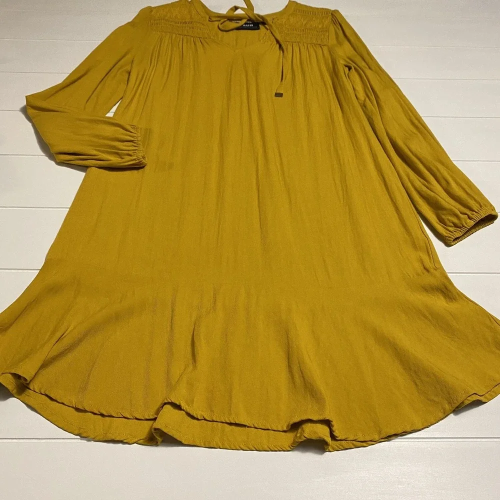 Maeve by Anthropologie Ragonda Yellow Tunic Dress Long Sleeve‎ Women's size 8
